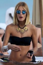 Sveva Alviti in Black Bikini On The Beach In Miami - December 2014
