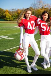 Adriana Lima in Football Pads Filming a Victoria
