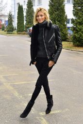 Anja Rubik Style - Out in Warsaw, Poland January 2015