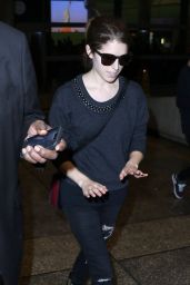 Anna Kendrick - Arriving on a Flight at LAX Airport in Los Angeles, Jan. 2015