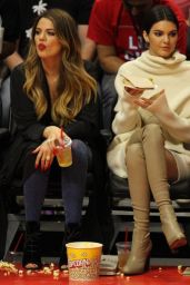 Cara Delevingne, Kendall Jenner and Khloe Kardashian at a Lakers Game in Los Angeles, Jan. 2015