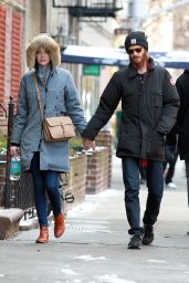 Emma Stone Winter Style - Out for a Walk in New York City, Jan. 2015