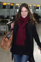 Keira Knightley Casual Style - Departs Heathrow Airport and Arrives at LAX Airport, Jan. 2015