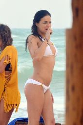 Michelle Rodriguez in White Bikini on vacation in Mexico, January 2015
