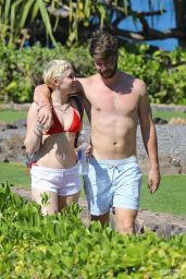 Miley Cyrus in Bikini Top in Hawaii, January 2015