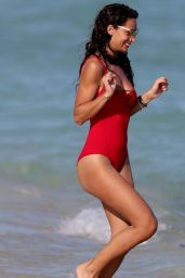 Raffaella Modugno in a Red Swimsuit - Miami, January 2015