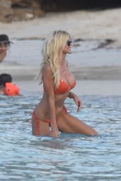 Victoria Silvstedt in Orange Bikini - St Barths, January 2015