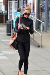 Alex Gerrard in Black Leggings and Tight Hoodie - Out in Liverpool, February 2015