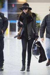 Dakota Johnson Style - at JFK Airport in New York City, Feb. 2015