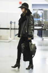 Dakota Johnson Style - at JFK Airport in New York City, Feb. 2015