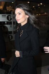 Emily Ratajkowski Street Style - at BBC Radio 1 Studios in London, Feb 2015