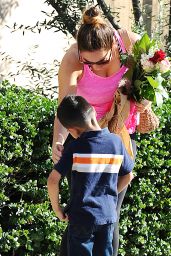Kelly Brook Gets Flowers From a Young Fan, Out in Los Angeles, February 2015