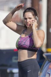 Kelly Brook in Skin Tight Vest and Leggings - Out in Los Angeles, February 2015