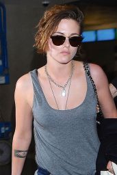 Kristen Stewart Casual Style - at LAX Airport, February 2015