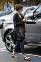 Lily Collins Casual Style - out in West Hollywood, February 2015