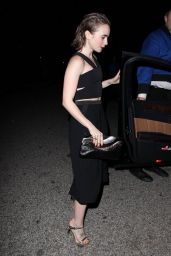 Lily Collins Night Out Style - Leaving The United Talent Agency Party, Feb. 2015