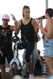 Nina Agdal - SuperSweat Redbike Spinning Event in Miami, Feb. 2015