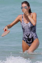 Doutzen Kroes in a Swimsuit on a Beach in Miami, March 2015