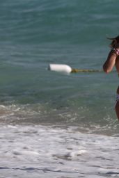 Imogen Thomas in White Bikini - Beach in Miami, March 2015