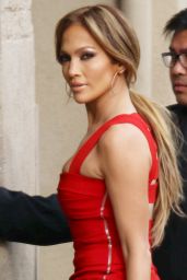 Jennifer Lopez in Red Dress - Arriving to Appear on Jimmy Kimmel Live in LA - March 2015