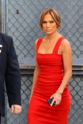 Jennifer Lopez in Red Dress - Arriving to Appear on Jimmy Kimmel Live in LA - March 2015