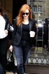 Jessica Chastain - Leaving The Royal Monceau Hotel in Paris, March 2015