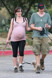 Milla Jovovich & Paul W.S. Anderson Hiking With Their Dog, March 2015