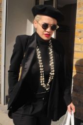 Rita Ora in Black Suit - Out in London, March 2015