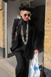 Rita Ora in Black Suit - Out in London, March 2015