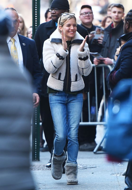 Sienna Miller Street Style - Outside of Cabaret on Broadway in NYC, March 2015