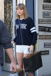 Taylor Swift in White Shorts - Out in Studio City, March 2015