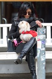 Vanessa Hudgens Playing With Her Dog in New York City, March 2015