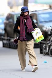 Anne Hathaway Street Style - Walks Home in New York City, April 2015