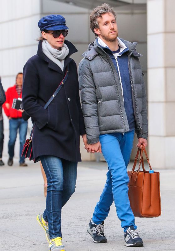 Anne Hathaway With Her Husband - Out in NYC, April 2015