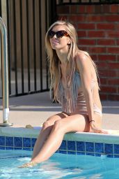 Audrina Patridge in a One Piece Swimsuit - Poolside in Los Angeles, April 2015