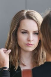Bridgit Mendler - On the Set of Extra in Los Angeles, March 2015