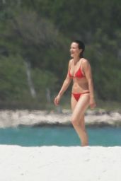 Carla Gugino in a Red Bikini - Cancun, April 2015