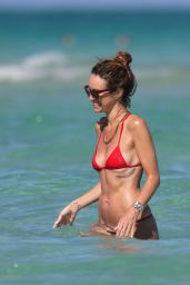 Catt Sadler in Red Bikini at a Beach in Miami - April 2015