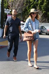 Chrissy Teigen Leggy in Jeans Shorts - Out in West Hollywood, April 2015