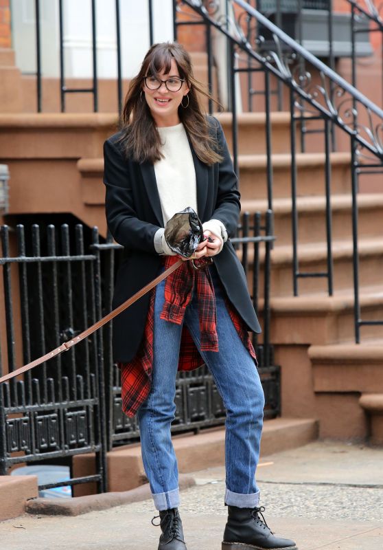 Dakota Johnson - Walking Her Dog in New York City, April 2015
