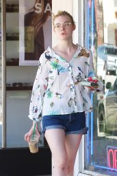 Elle Fanning in Jeans Shorts - Out in Studio City, April 2015