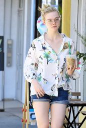 Elle Fanning in Jeans Shorts - Out in Studio City, April 2015