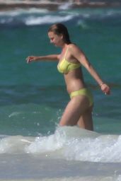 Emily VanCamp in Yellow Bikini on a Beach in Cancun, April 2015