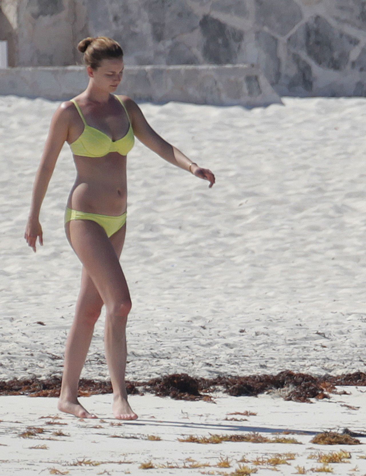 Emily VanCamp in Yellow Bikini on a Beach in Cancun, April 2015.