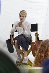 Emma Roberts - Behind the Scenes at Scream Queens - New Orleans, March 2015