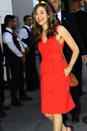Emmy Rossum in Red Dress - Arriving at Craig