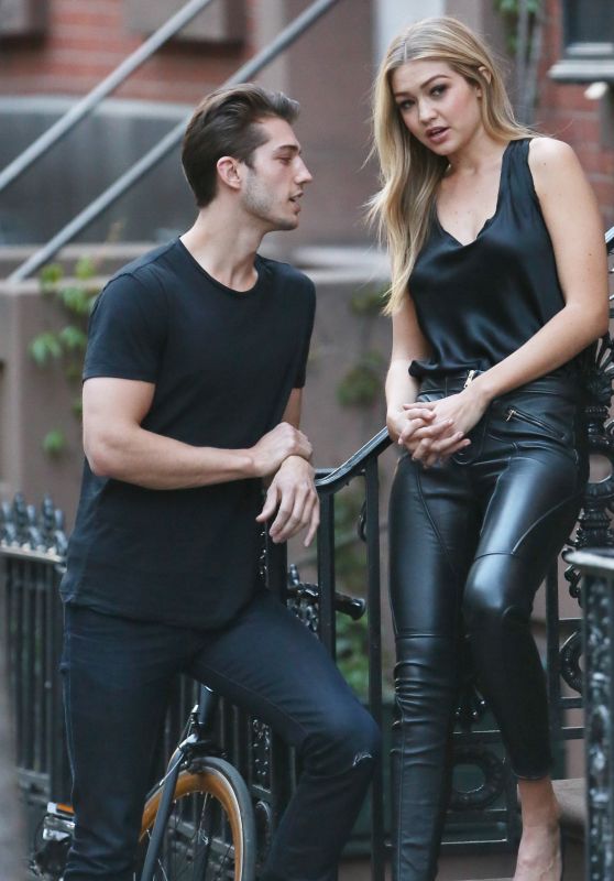 Gigi Hadid in Leather Pants and Heels - Doing a Photoshoot in NYC, April 2015