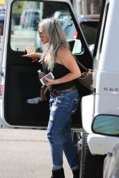 Hilary Duff in Ripped Jeasn - at a Studio in Hollywood, April 2015