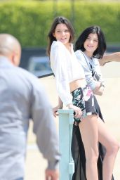Kendall & Kylie Jenner - On Set of a Photoshoot in Malibu, April 2015