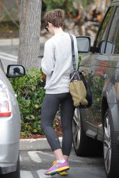 Lily Collins in Leggings -Out in LA, April 2015